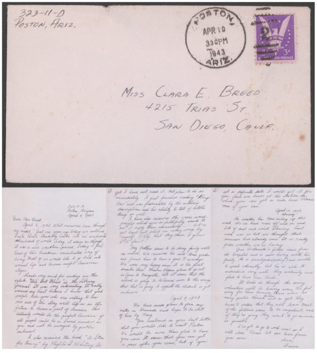 Letter and Envelope to Clara Breed