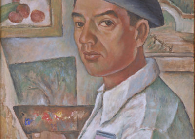 Henry Sugimoto, Untitled (Self Portrait in Camp), 1943, oil on canvas