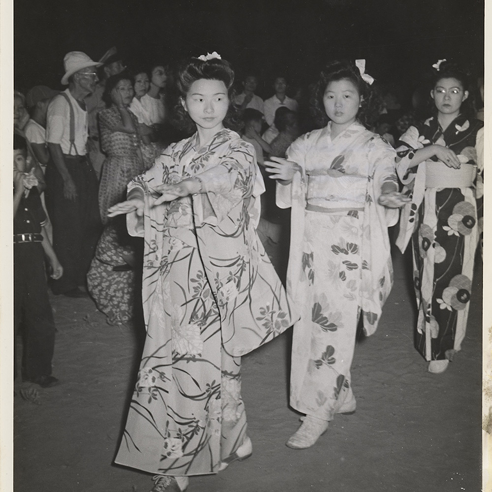 Participants dancing at Obon, a Japanese Buddhist festival commemorating the dead.